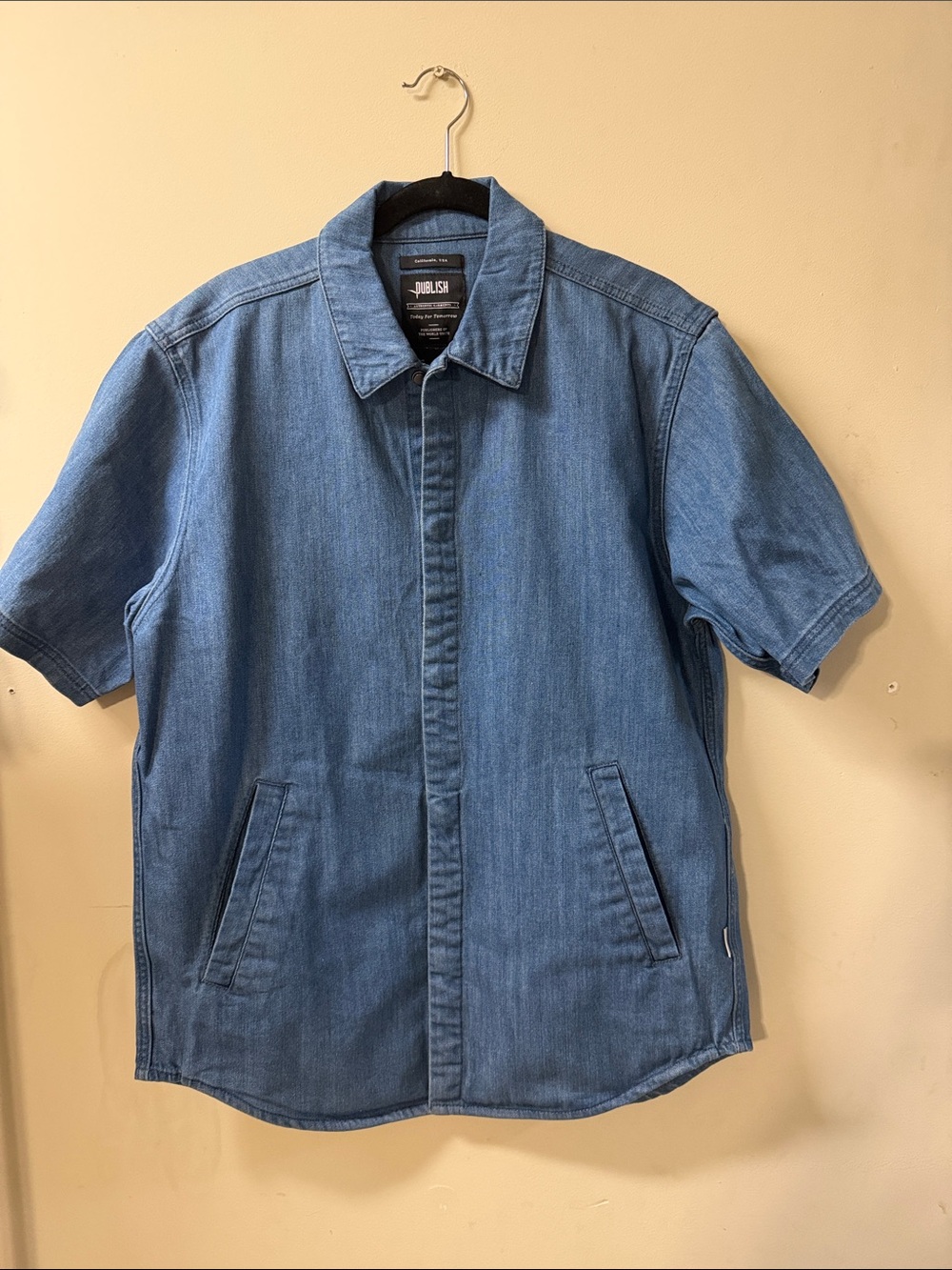 Publish Men’s Short-Sleeve Denim Shirt Jacket - Blue Size L